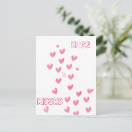KRAMAR OCH PUSS - Söta rosa vattenfärgshjärtan Vykort