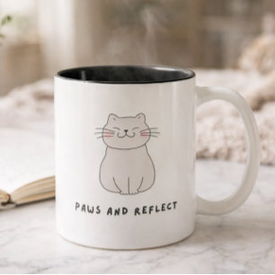 Kramar Och Reflekterar Söt Kattsäljande Illustrati Två-Tonad Mugg