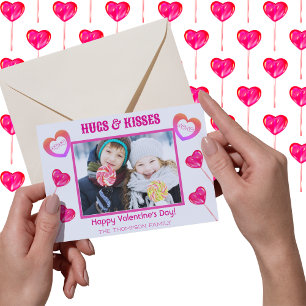 Kramar & Pussar XOXO Söta Rosa Lollipops Hjärta Fo Helgkort