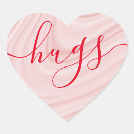 Kramar - rosa satinvirvlar Alla hjärtans dag Hjärtformat Klistermärke