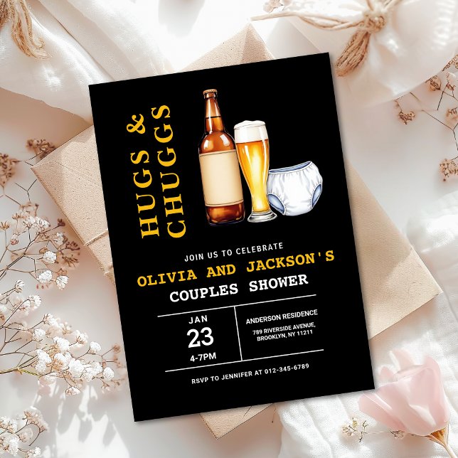 Kramar & Suggflaskor Öl Blöjor Par Babyshower Inbjudningar (Skapare uppladdad)