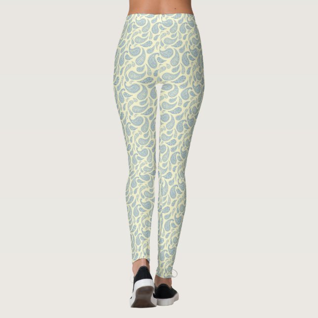 Krämblå paisley-mönstrade leggings (Baksida)