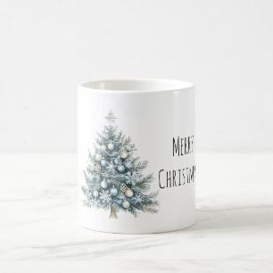 Krämblå vinter julgran kaffemugg