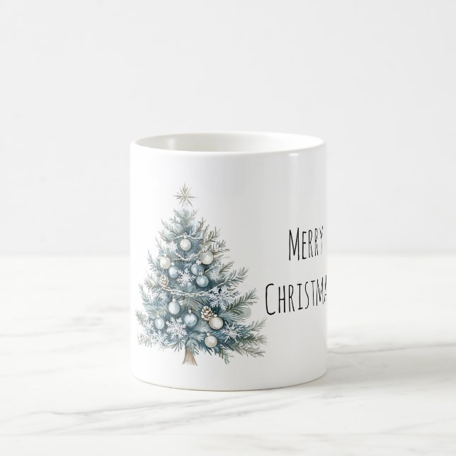 Krämblå vinter julgran kaffemugg (Center)