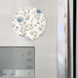 Krämbruna blå blommor kärlek magnet