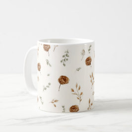 Krämbruna blommor kaffemugg