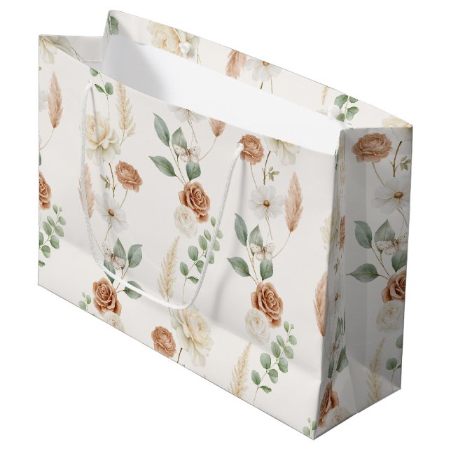 Krämbruna bohemiska blommor bröllopsdusch (Framsidan Vinklad)