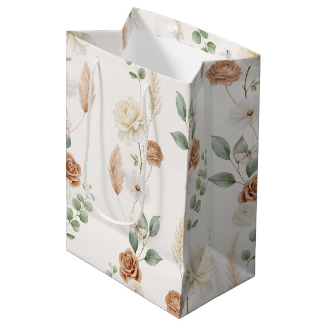 Krämbruna bohemiska blommor bröllopsdusch (Framsidan Vinklad)