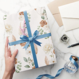 Krämbruna bohemiska blommor bröllopsdusch presentpapper