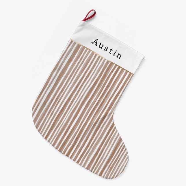 Krämbruna randiga jul    stor julstrumpa (Framsidan (Hängande))