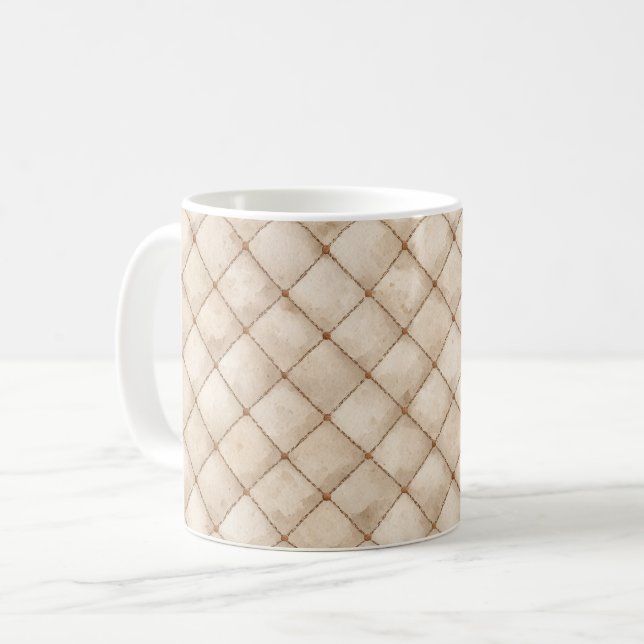Krämbruna rutor kaffemugg (Framsida vänster)