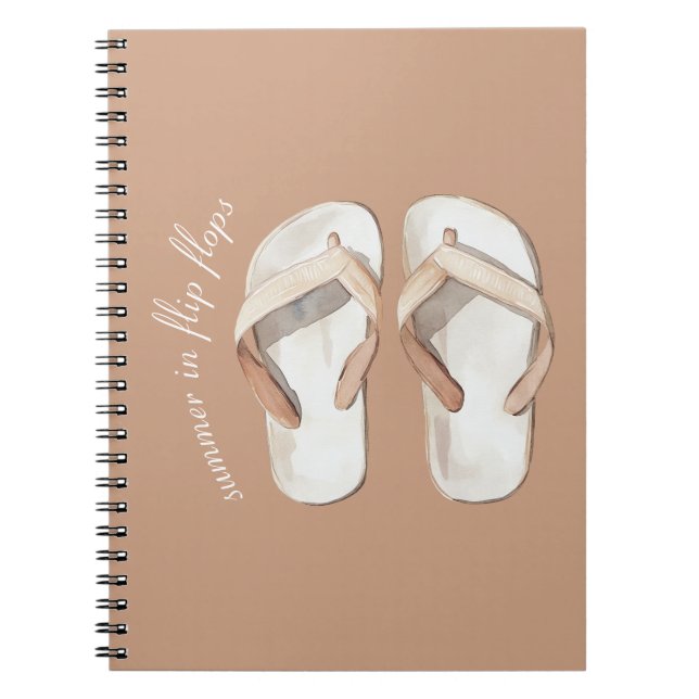 Krämbruna sommarflipflopsandaler anteckningsbok (Framsidan)