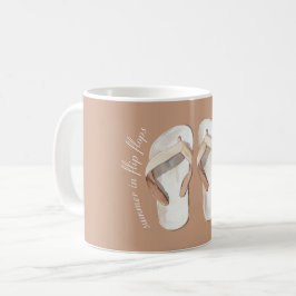 Krämbruna sommarflipflopsandaler kaffemugg