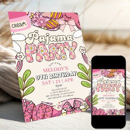 Krämda Daisy Pyjamasparty Födelsedagsinbjudan Inbjudningar