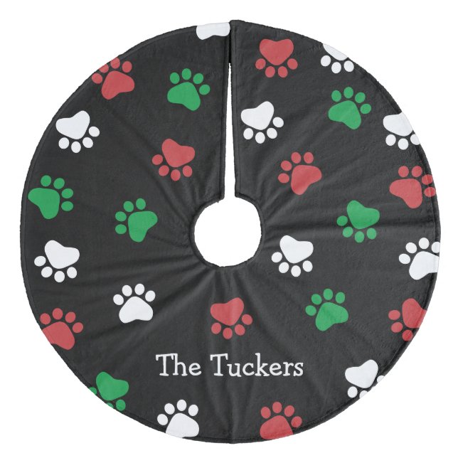 Kramdjurs fotavtryck Kattpaws Hundpaws Jul Julgransmatta Fleece (Framsidan)