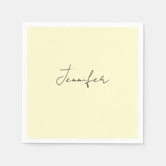Krämelegant modern minimalist enkel namn pappersservett (Framsidan)