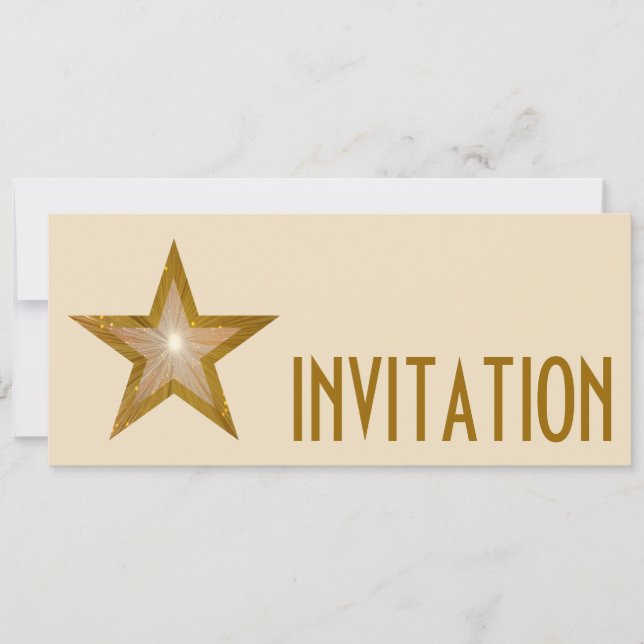 Krämen för "INVITATION" av Guld Star lång Inbjudningar (Framsida)