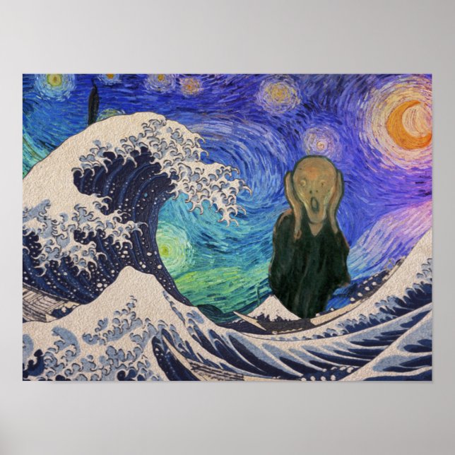 Krämen vid Underbara vågens stjärnnatt Poster (Framsidan)
