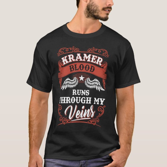 Kramer Blod springa genom min åderfamilj Christma T Shirt (Framsida)