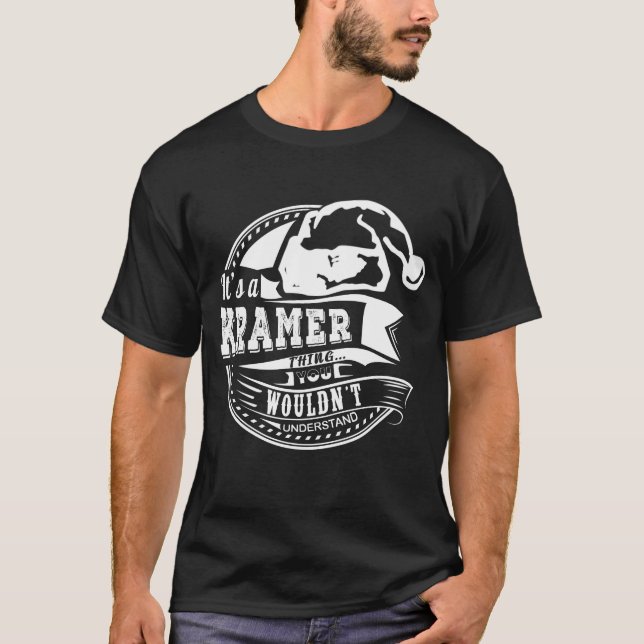 Kramer-Hat Julafton Personlig Namn T Shirt (Framsida)