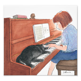 Kramer, katten som sover på piano fototryck