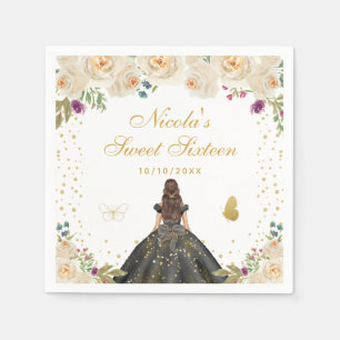 Krämfärgad blom brunett hår prinsessa Sweet Sixtee Pappersservett