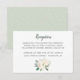 Krämfärgad blomstergrönbukett bröllopsmottagning tilläggskort