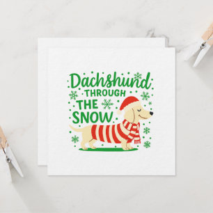 Krämfärgad Dachshund Jul Inbjudan/Kort Inbjudningar