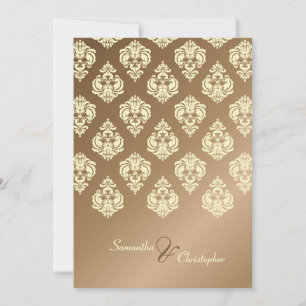 Krämfärgad Damask/falsk kopparbröllopsinbjudan Inbjudningar