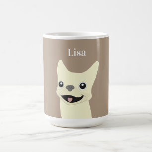 Krämfärgad fransk bulldogg, varmt taupe kaffemugg