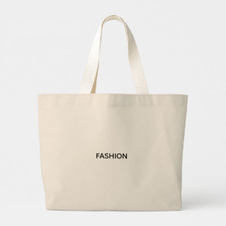 Krämfärgad handväska med "FASHION" tryckt Jumbo Tygkasse
