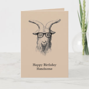 Krämfärgad hipsterget med glasögon födelsedag kort
