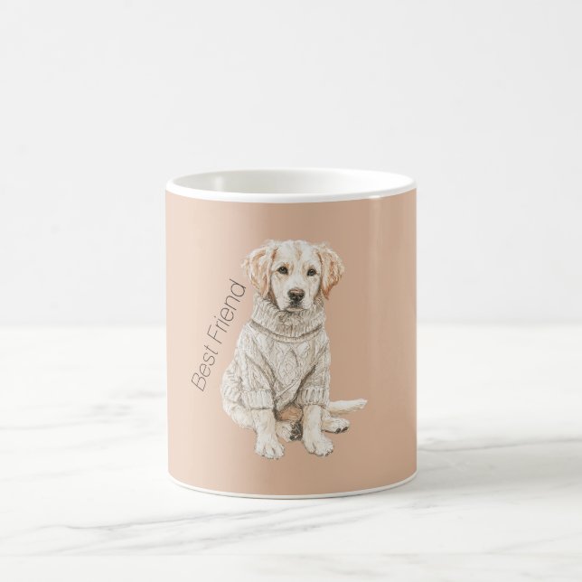Krämfärgad hundtröja bästa vän kaffemugg (Center)