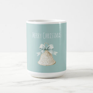 Krämfärgad julklocka med snygg blå slinga kaffemugg