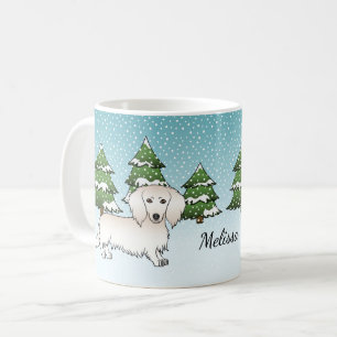 Krämfärgad långhårig Dachshund Söt Hund - Vinter S Kaffemugg