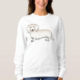 Krämfärgad långhårig dackel söt tecknad hund t shirt
