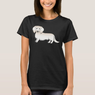 Krämfärgad långhårig dackel söt tecknad hund t shirt