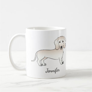 Krämfärgad släthårig Dachshund Tecknad Hund Med Na Kaffemugg