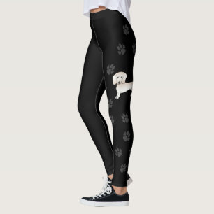 Krämfärgad släthårig Dachshund Tecknad Hund & Tass Leggings