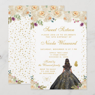 Krämfärgade Blommor Mörkhyad Prinsessa Sweet Sixte Inbjudningar