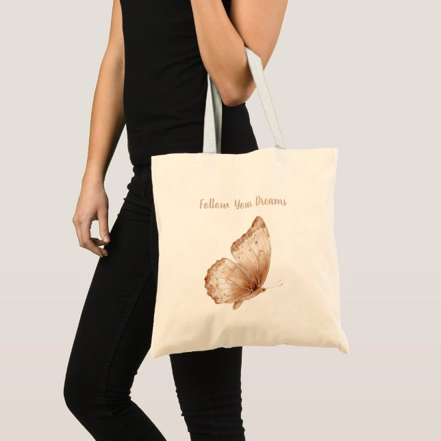Krämfärgade Boho Fjärilsfjädrar Tygkasse (Framsida (produkt))