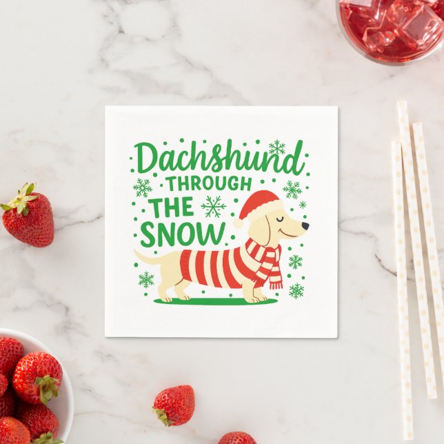 Krämfärgade Dachshund Julservetter Pappersservett (Insitu)