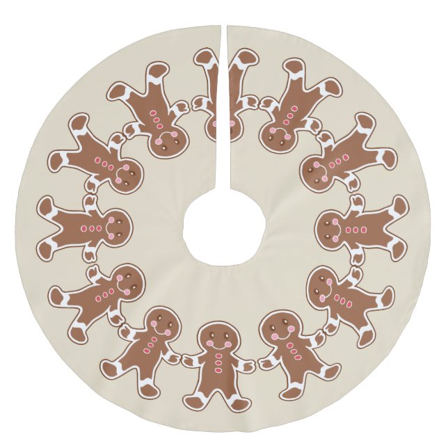 Krämfärgade Gingerbread Pojkar Julgran Skört Julgransmatta Borstad Polyester (Framsidan)