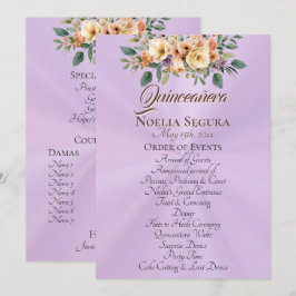 Krämfärgat Blommigt Quinceañera-Program - Lavendel Program