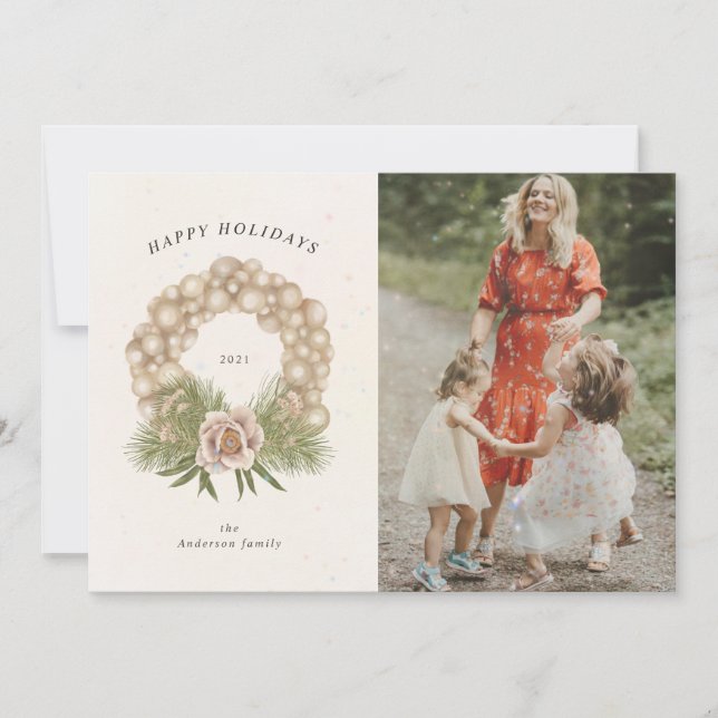 krämfärgat helgdag, dekoration, utandningskort julkort (Framsida)