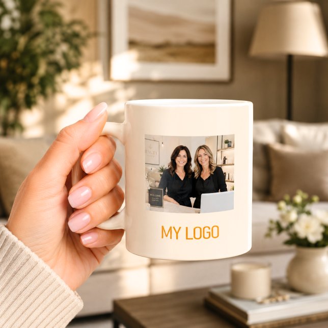 Krämfärgslogotyp rektangulär bild kaffemugg (Skapare uppladdad)