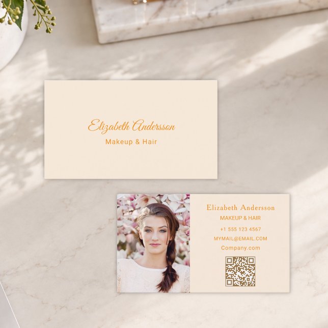 Krämgul foto QR-kod Visitkort (Skapare uppladdad)