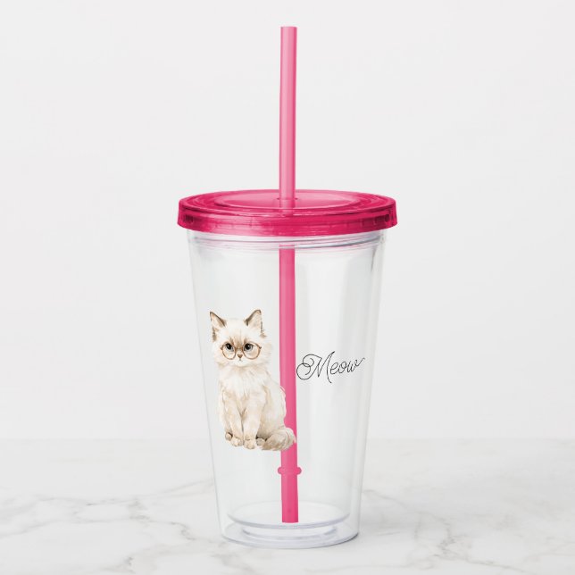 Krämgul Katt Glasögon Mjao Take Away Mugg (Framsida)