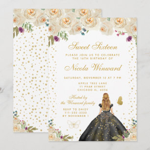 Krämig Blond Hår Prinsessa Sweet Sixteen Inbjudningar
