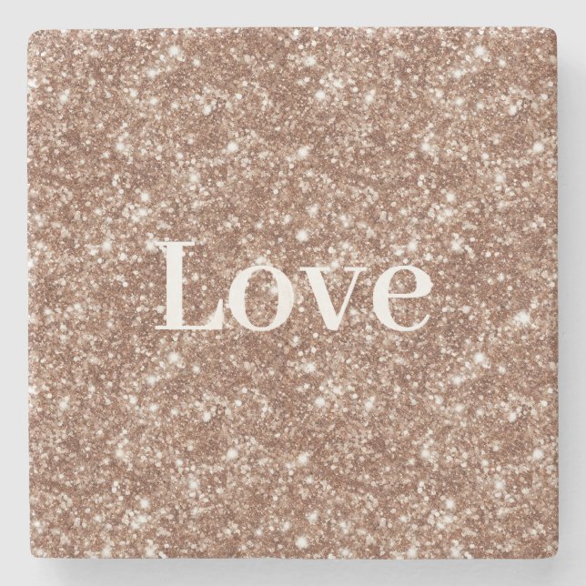Krämig choklad glitter kärlek Alla hjärtans dag Stenunderlägg (Framsidan)